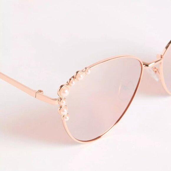 Torrid Rose Gold Metal Cateye Sunglasses w Pearl Detailing NWT - Picture 7 of 7